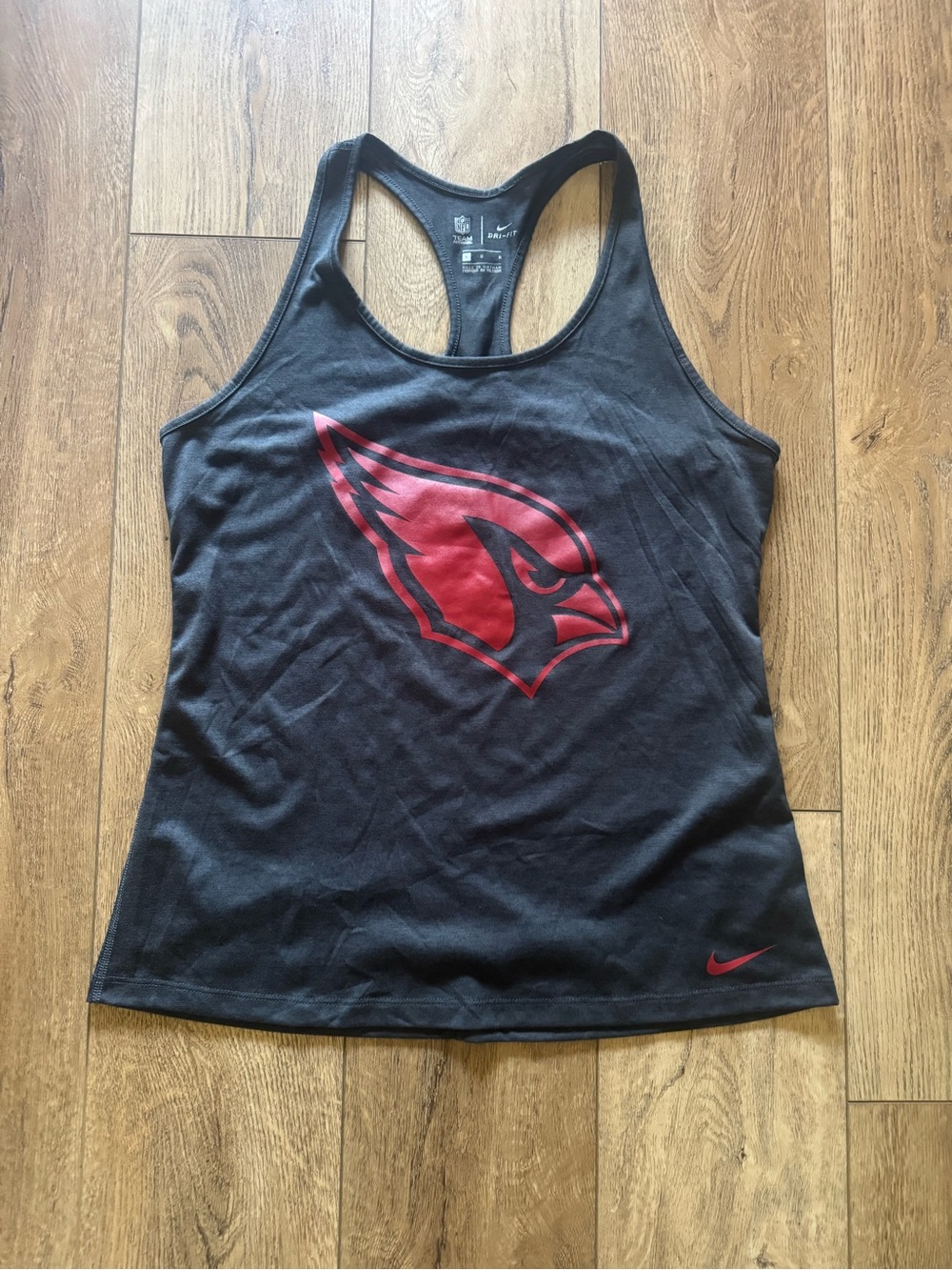 NFL Black Racerback Tank with Red Cardinals Logo